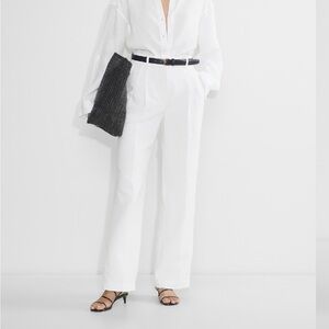 Aritzia Wilfred The Effortless Pant Linen high waist -White Sz 4